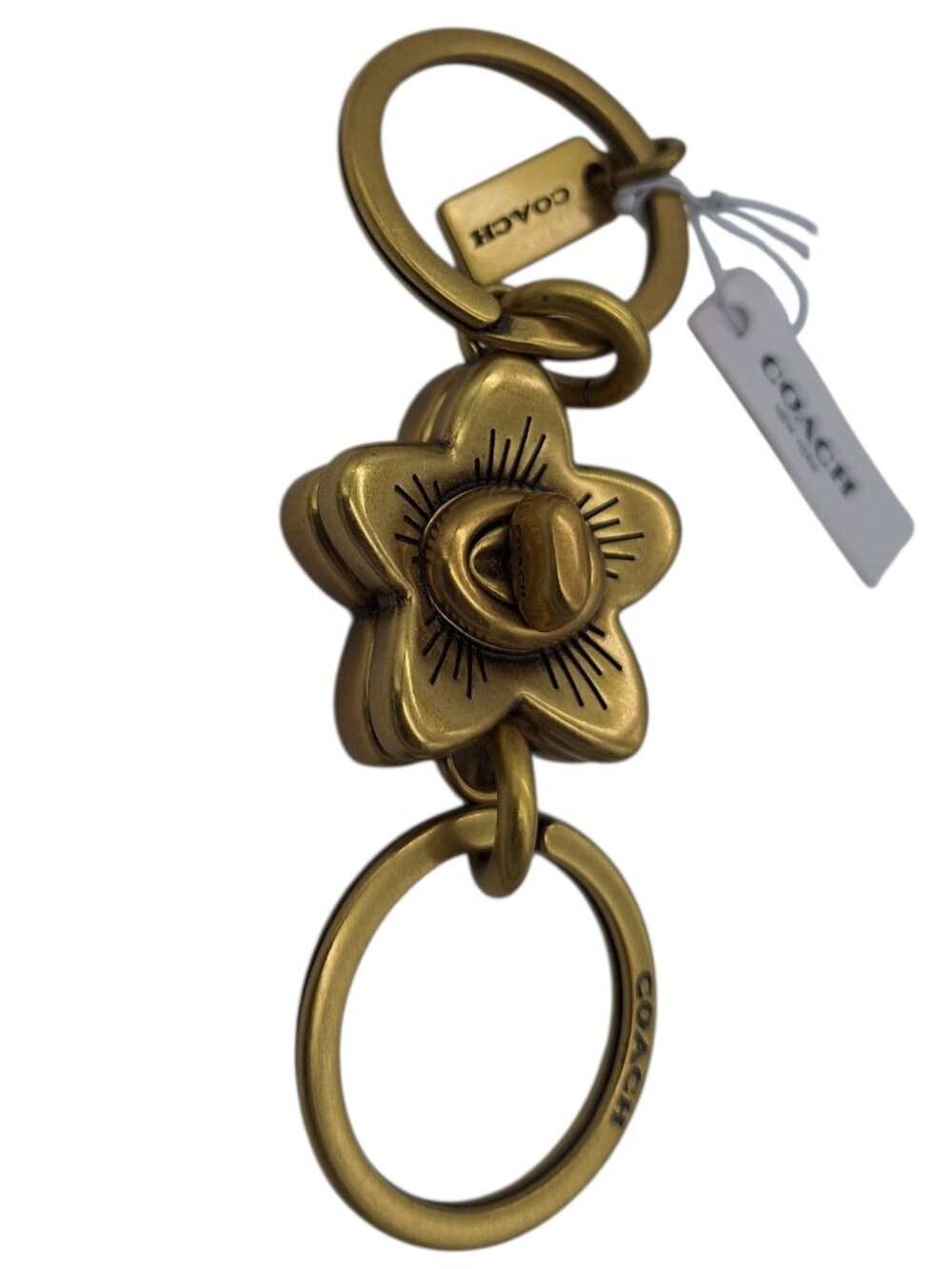 Coach RARE Wildflower Turnlock Valet Key Fob Bag Charm NWT - Picture 2 of 6